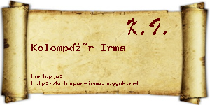 Kolompár Irma névjegykártya