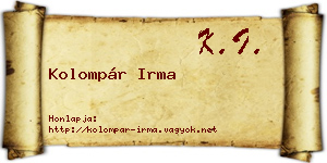 Kolompár Irma névjegykártya